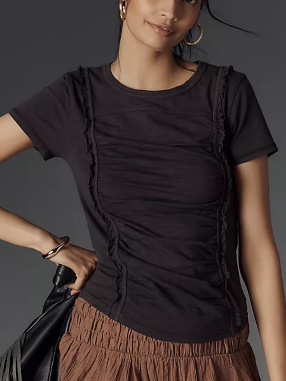 100% Cotton Pilcro Smocked-Front Tee